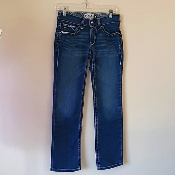 Ariat REAL Denim Medium Washed Women's Low Rise Bootcut Jeans Blue - Size 27 S - Picture 1 of 8